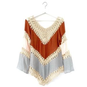 Gauze Tiered Crochet Summer Tunic